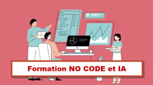 Illustration de formation No Code et IA – Apprentissage des outils No Code et Intelligence Artificielle à Bruxelles, Belgique.