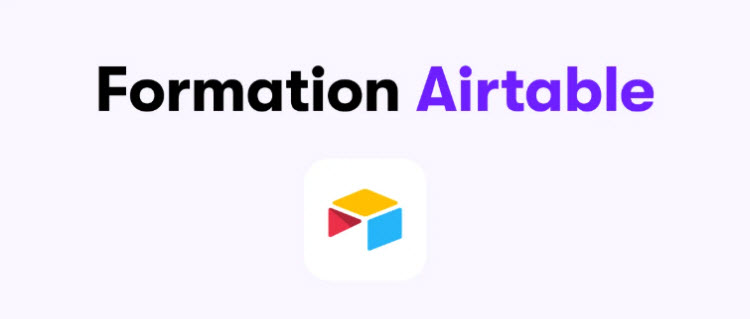 Logo d’Airtable avec texte « Formation Airtable » – Formation en gestion de données et projets à Bruxelles, Belgique.