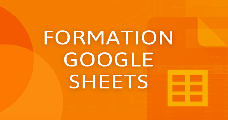 Illustration de Google Sheets avec texte « Formation Google Sheets » – Formation tableurs et analyse de données à Bruxelles.