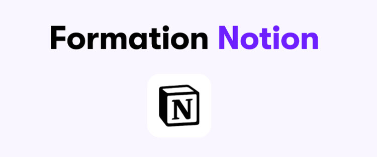 Logo de Notion avec texte « Formation Notion » – Formation en gestion de projets et organisation à Bruxelles, Belgique.