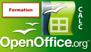 Logo OpenOffice Calc avec texte « Formation OpenOffice Calc » – Formation à Bruxelles, Belgique.