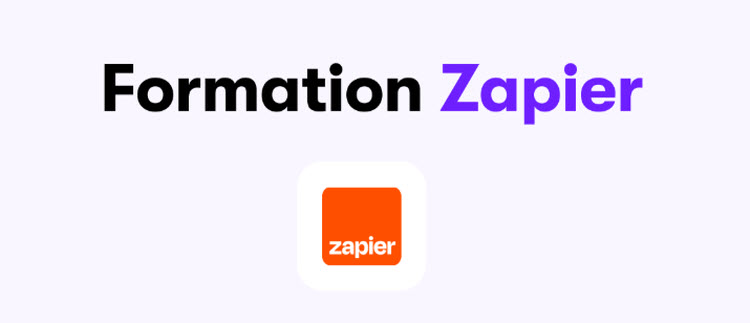 Logo de Zapier avec texte « Formation Zapier » – Formation professionnelle en automatisation à Bruxelles, Belgique.