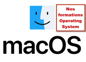 Logo macOS d'Apple illustrant une formation sur le système d’exploitation macOS à Bruxelles.