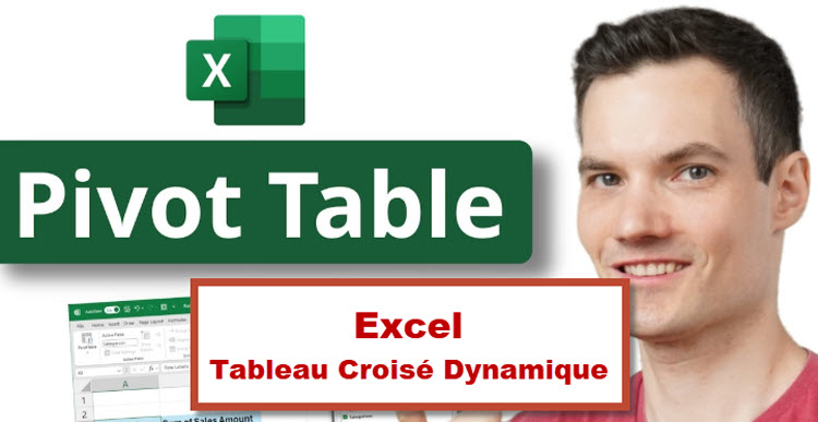 Image d’un formateur souriant avec le logo Excel Pivot Table, représentant une formation sur les Tableaux Croisés Dynamiques.